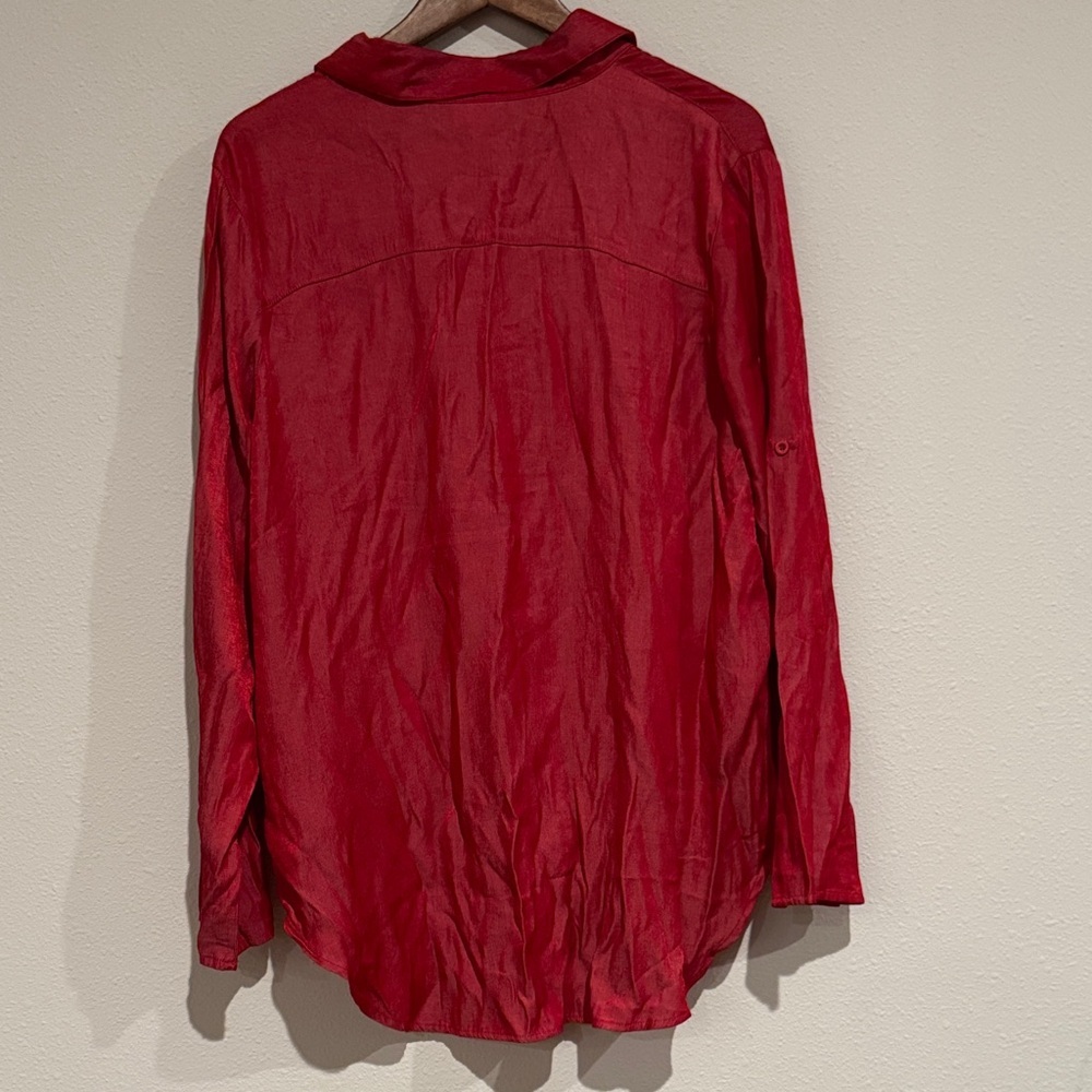 Lularoe Sheer Red Button Down Blouse - image 8